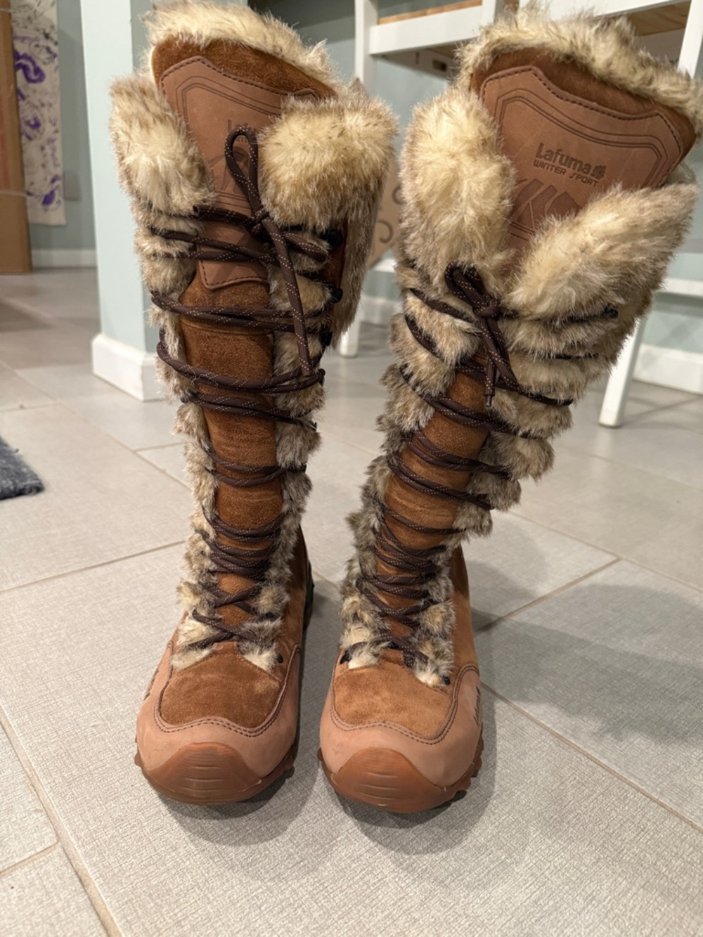 Lafuma Brown Fur Tall Laceup Winter Boots